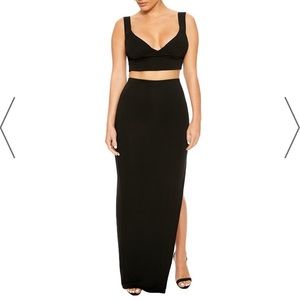 Two piece maxi black dress